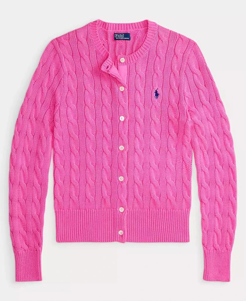 Ralph Lauren Women's Cable-Knit Cotton Crewneck Cardigan Sweater 5