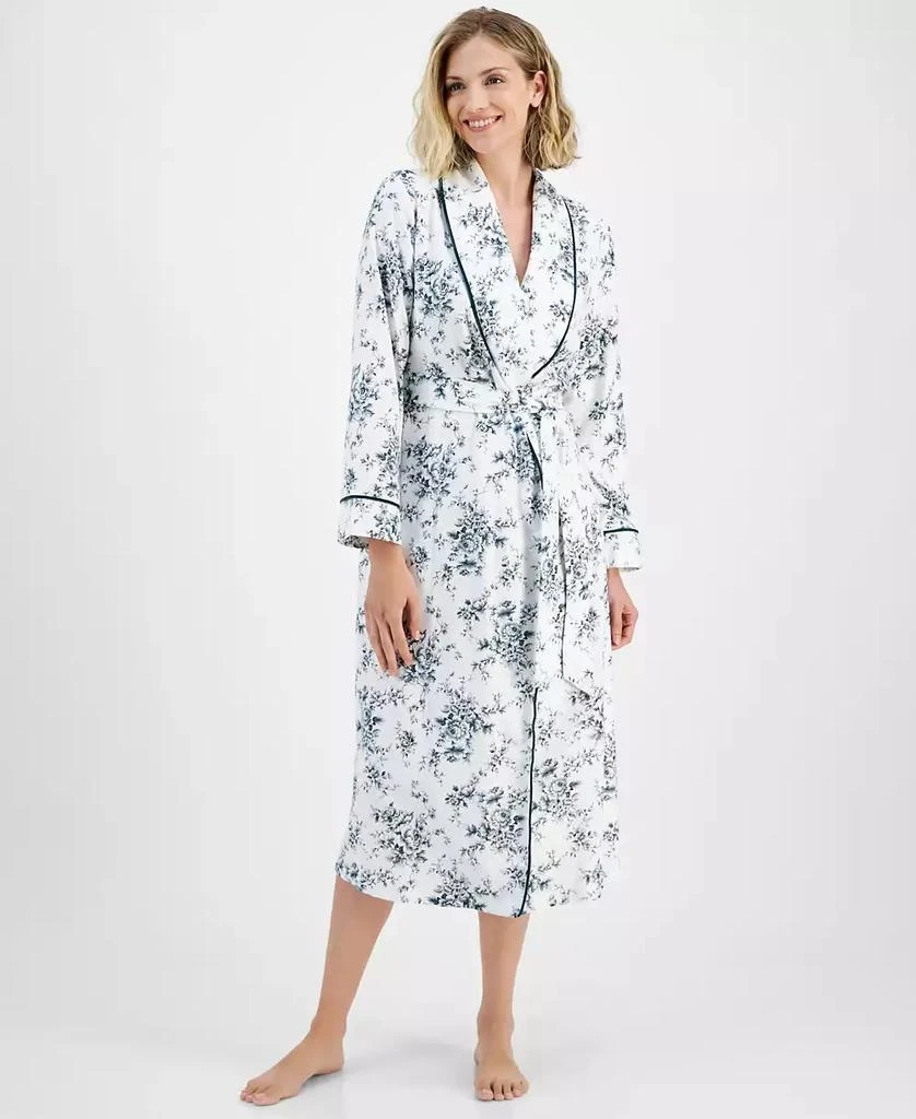Charter Club Women's Long Floral-Print Flannel Robe, Created for Macy's 1