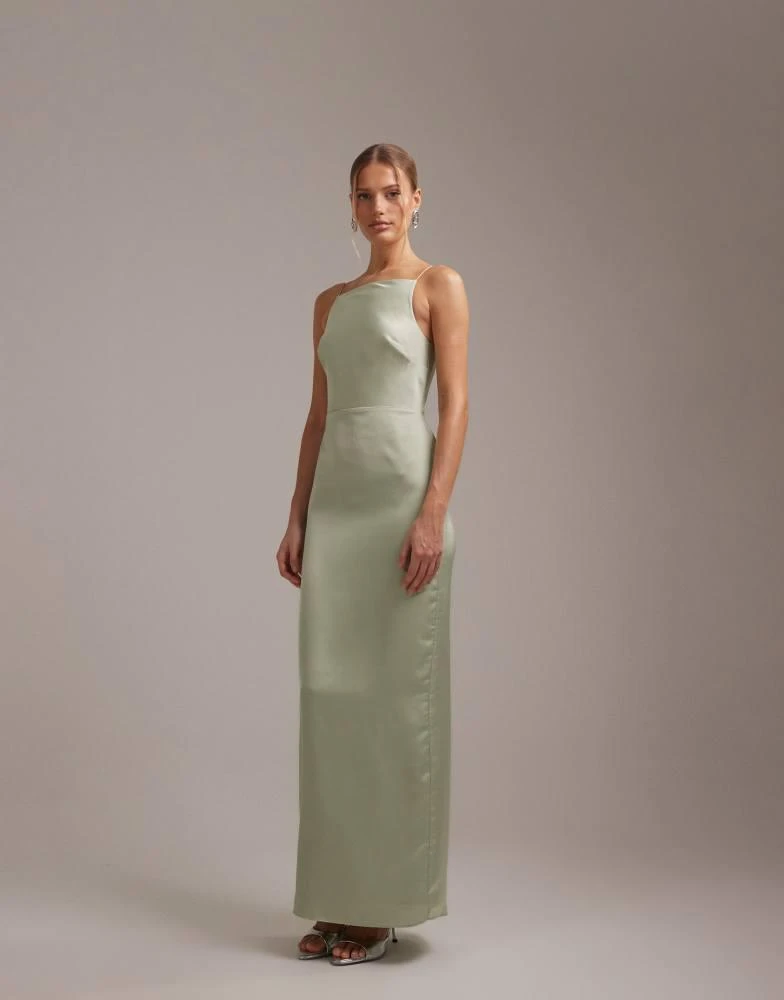 Shop ASOS DESIGN bridesmaids high neck tie strap column maxi dress in sage  green on Sale at BeyondStyle  Get Lowest price in three month ASOS DESIGN  bridesmaids high neck tie strap