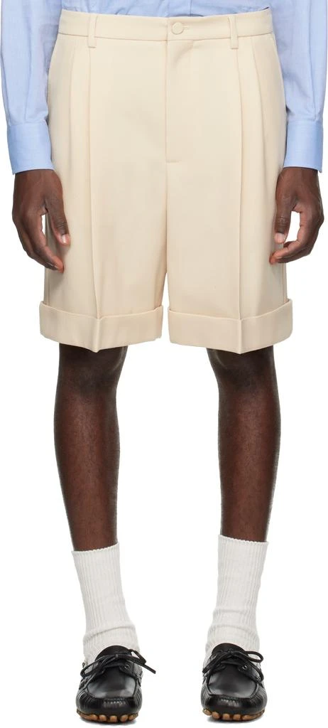 Valentino Beige Pleated Shorts 1