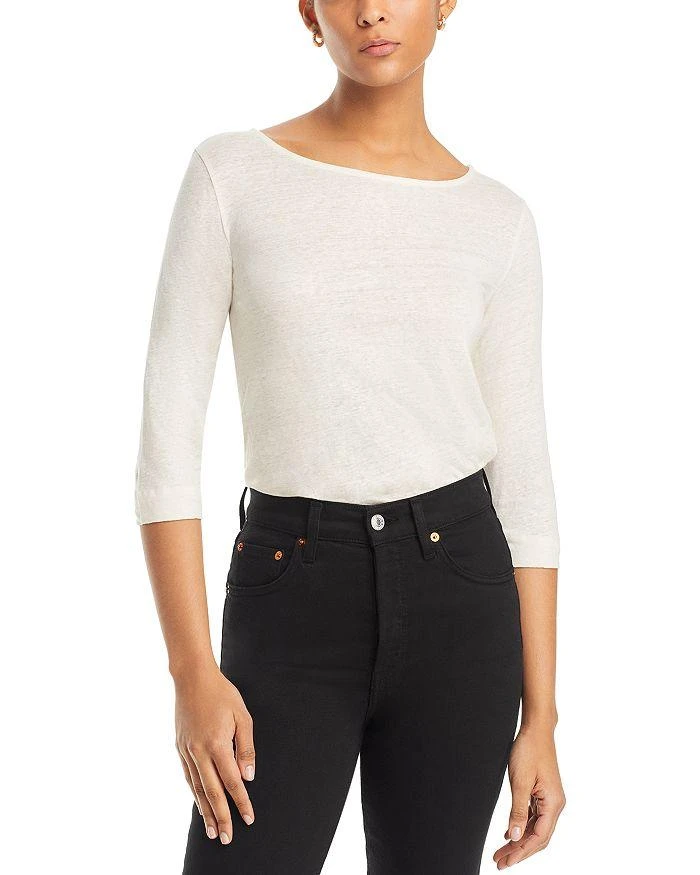 MAJESTIC FILATURES Linen Blend Boat Neck Top 1