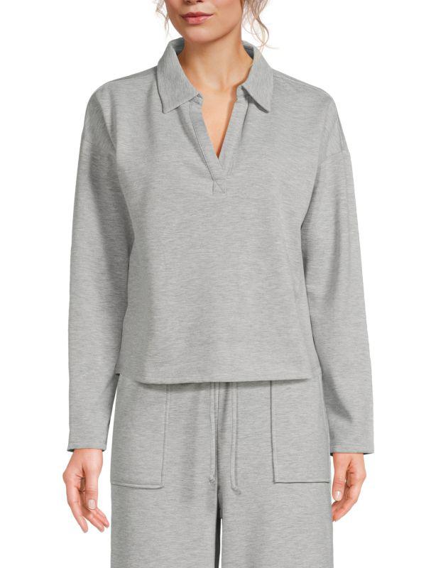 Bobeau Heathered Johnny Collar Sweatshirt