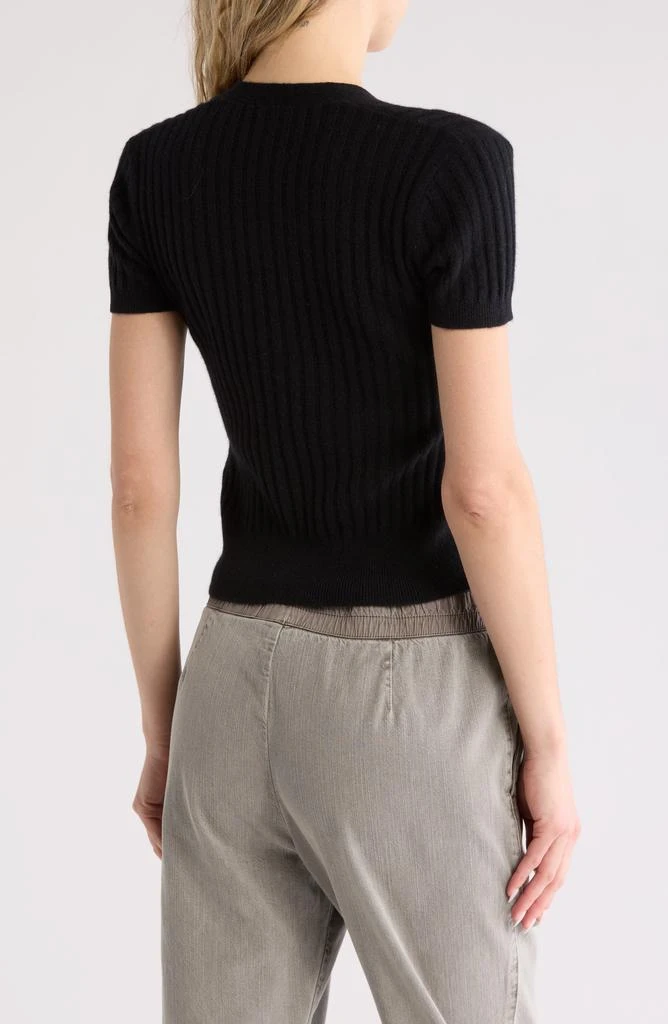 James Perse Ribbed Short Sleeve Cashmere Cardigan 2