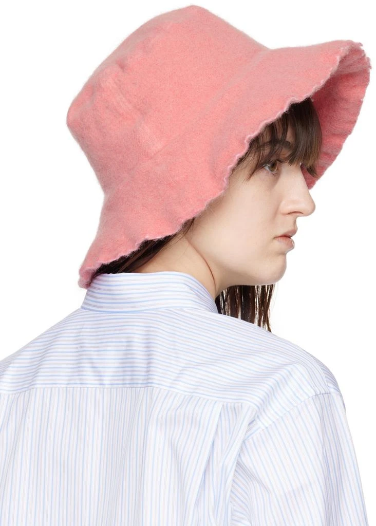 Comme des Garcons Pink Wool Nylon Tweed Bucket Hat 3