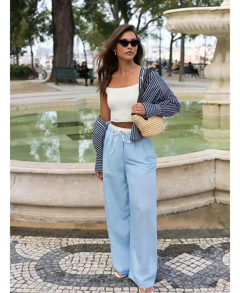 French Connection Women's Birdie Front-Pleat Wide-Leg Pants 6