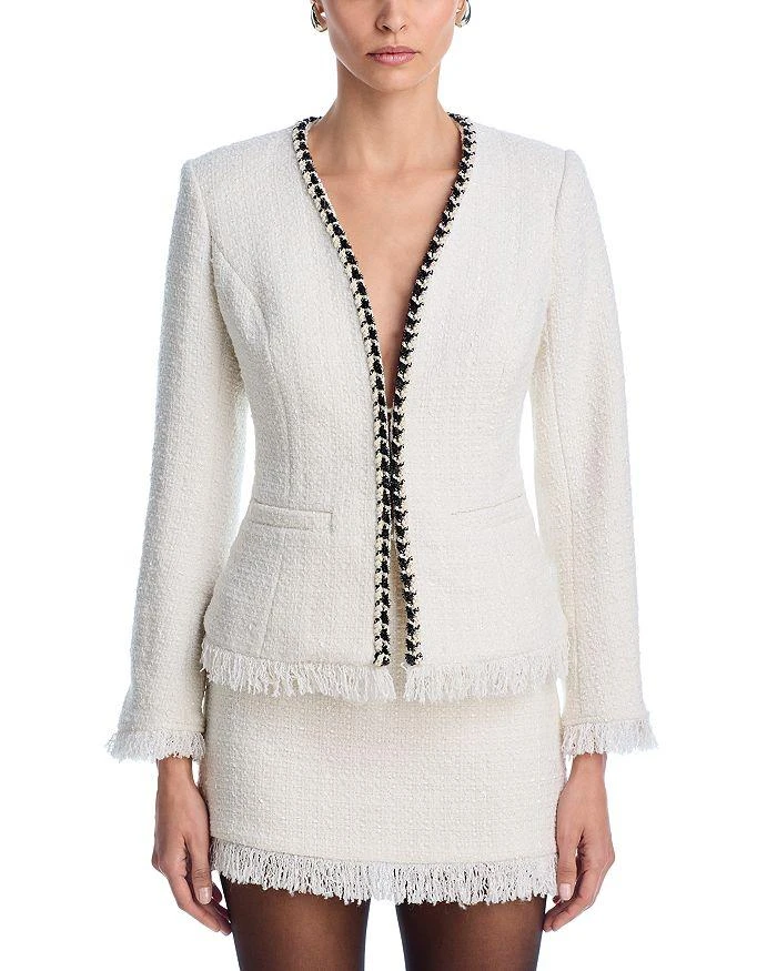 AQUA Tweed Fringe Trim Jacket 7