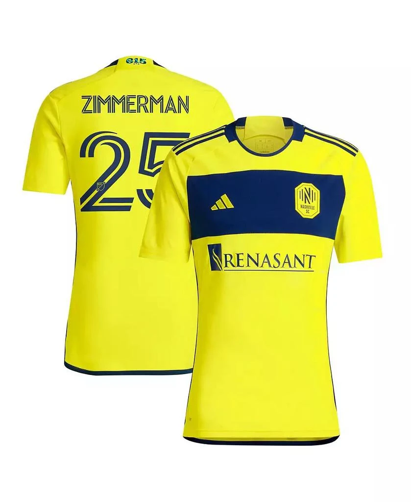 Adidas Men's Walker Zimmerman Yellow Nashville SC 2024 The 615 Kit Replica Player Jersey 1