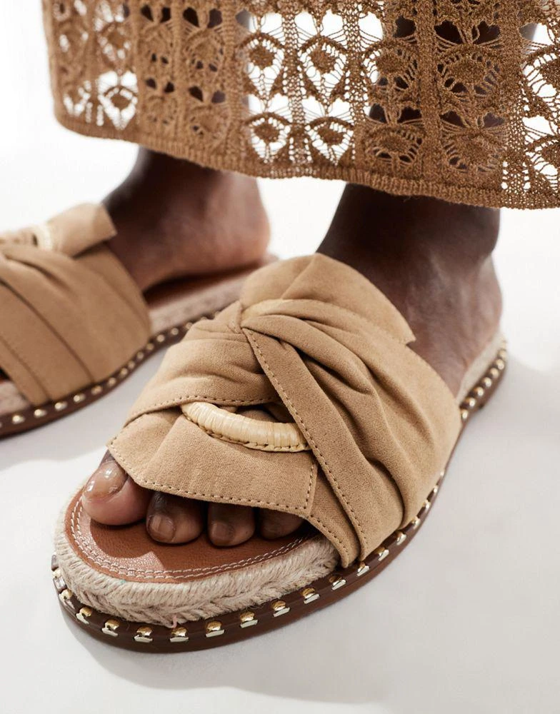 River Island River Island twisted flat sandal in beige 2
