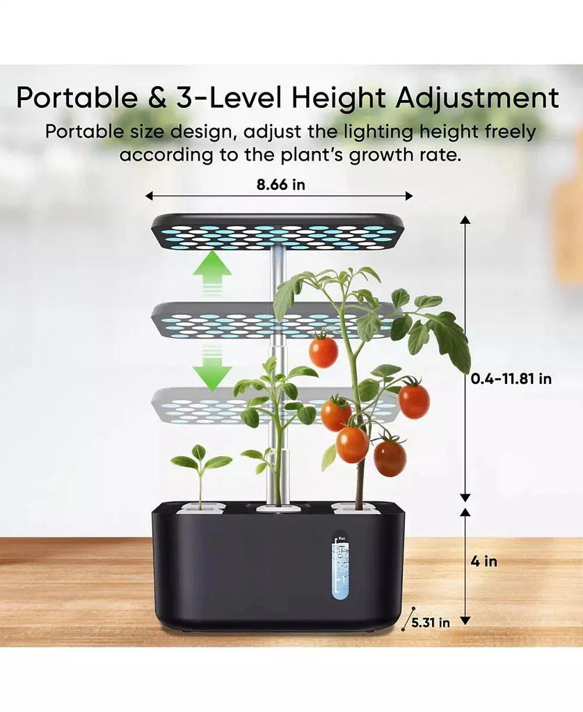 SonicGrace Indoor Hydroponic Growing System - 5 Pods Smart Herb Garden with LED Grow Light 
Pump, Black 2
