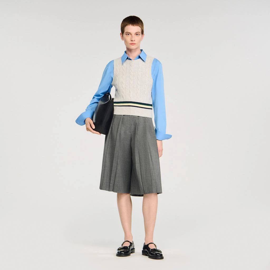 Sandro Sleeveless cropped cable knit sweater 1