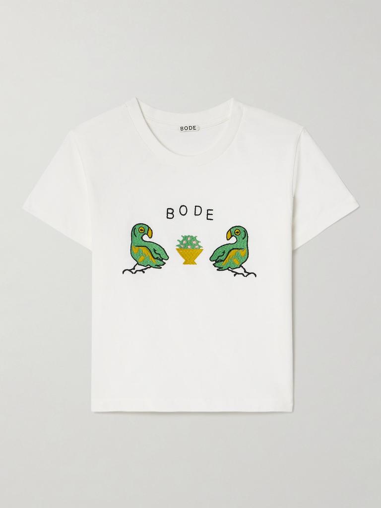 BODE Twin Parakeet 刺绣纯棉平纹布 T 恤