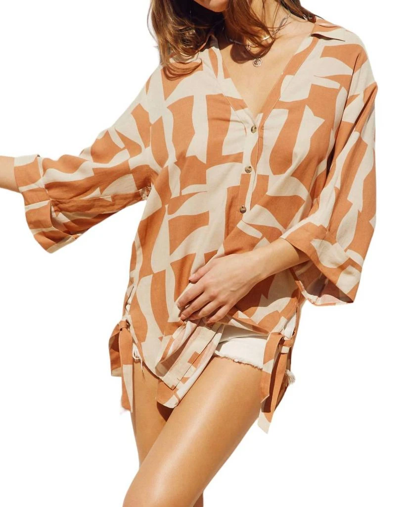Dress Forum Tie Detail Tunic Shirt In Sun Bleached 4