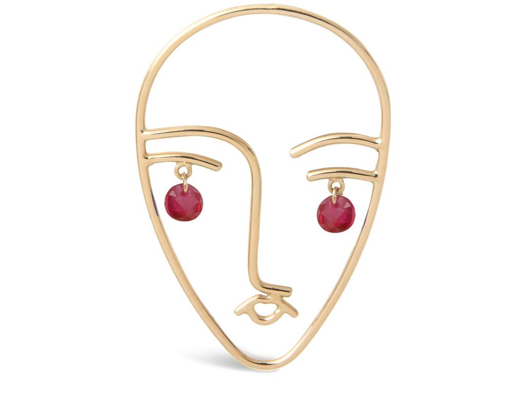Persée Face ruby mono earring