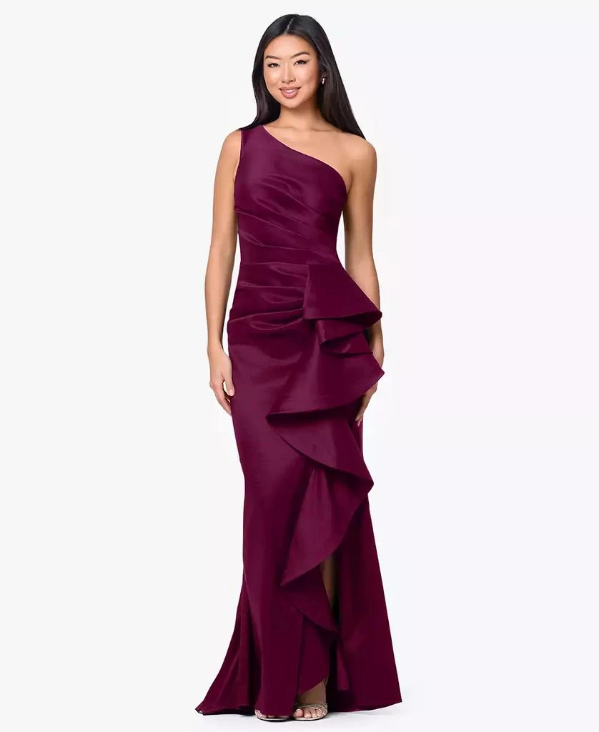 Betsy & Adam Petite One-Shoulder Ball Gown