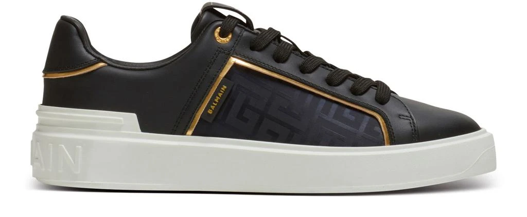Balmain B-Court leather and nylon monogram sneakers 1
