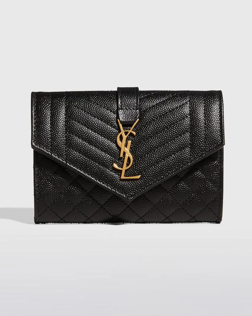 Yves Saint Laurent Envelope Small YSL Flap Wallet in Grained Leather 1