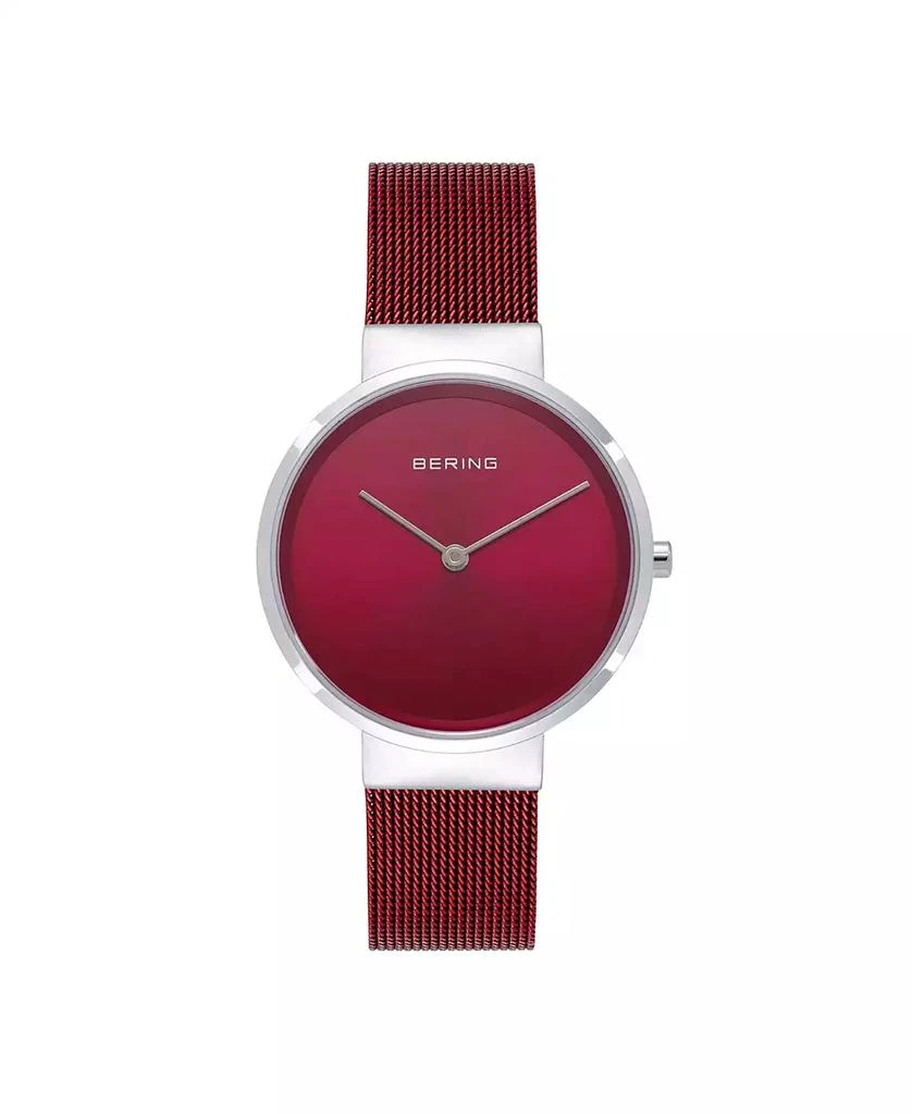Bering Women's Classic Red Stainless Steel Mesh Bracelet Watch 31mm 1