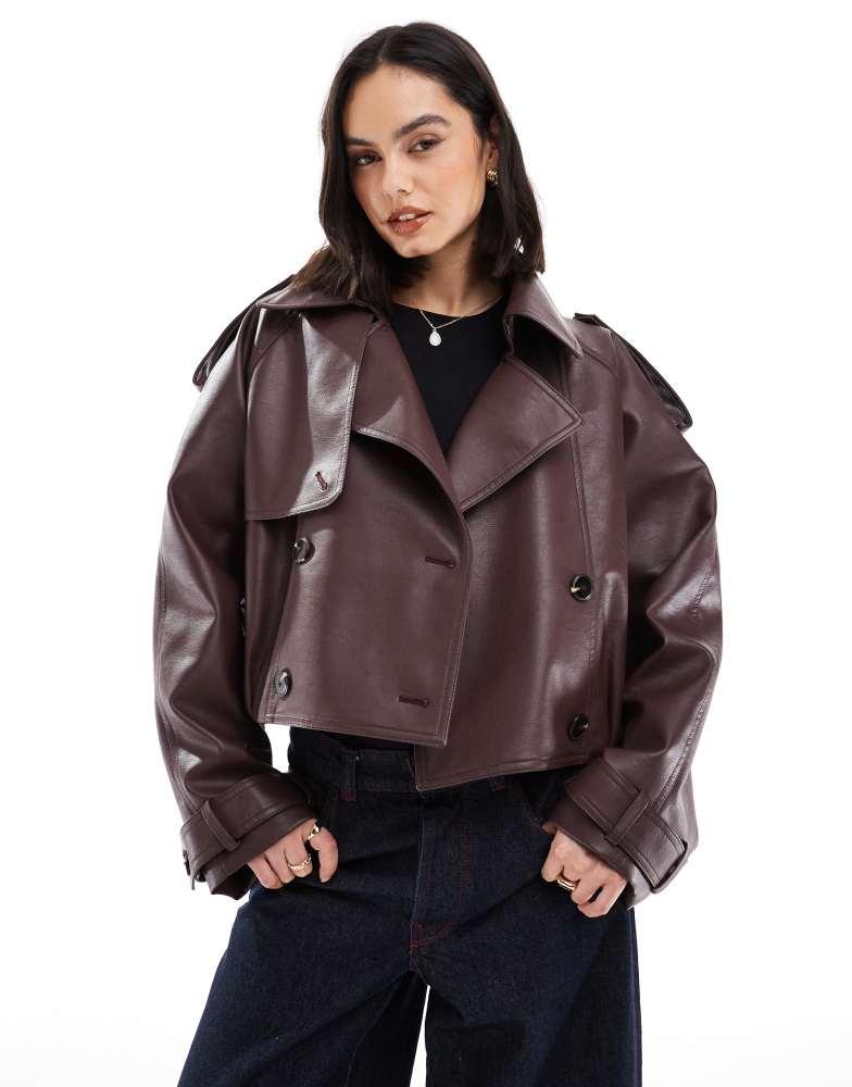 レザージャケット・コート ARMA RIMA DOUBLE-BREASTED LEATHER JACKET Arma 'Rima' Bordeaux Double Breasted Jacket In Leather Woman