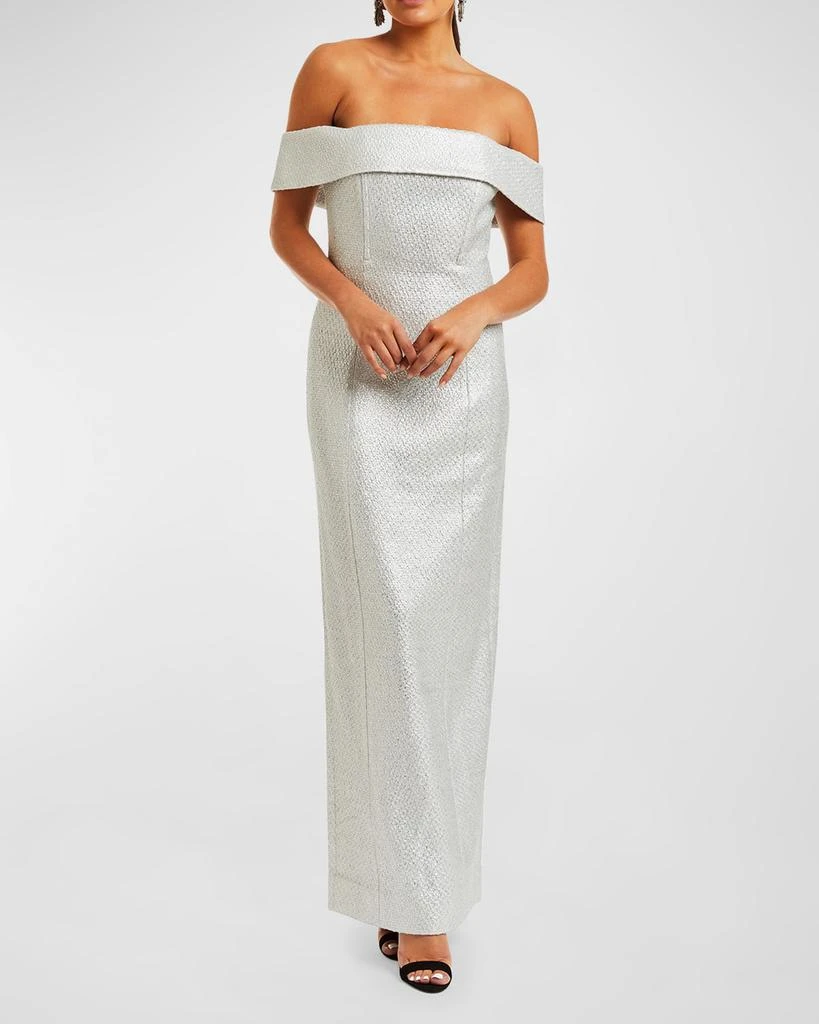 Mestiza New York Mona Off-Shoulder Metallic Column Gown 2