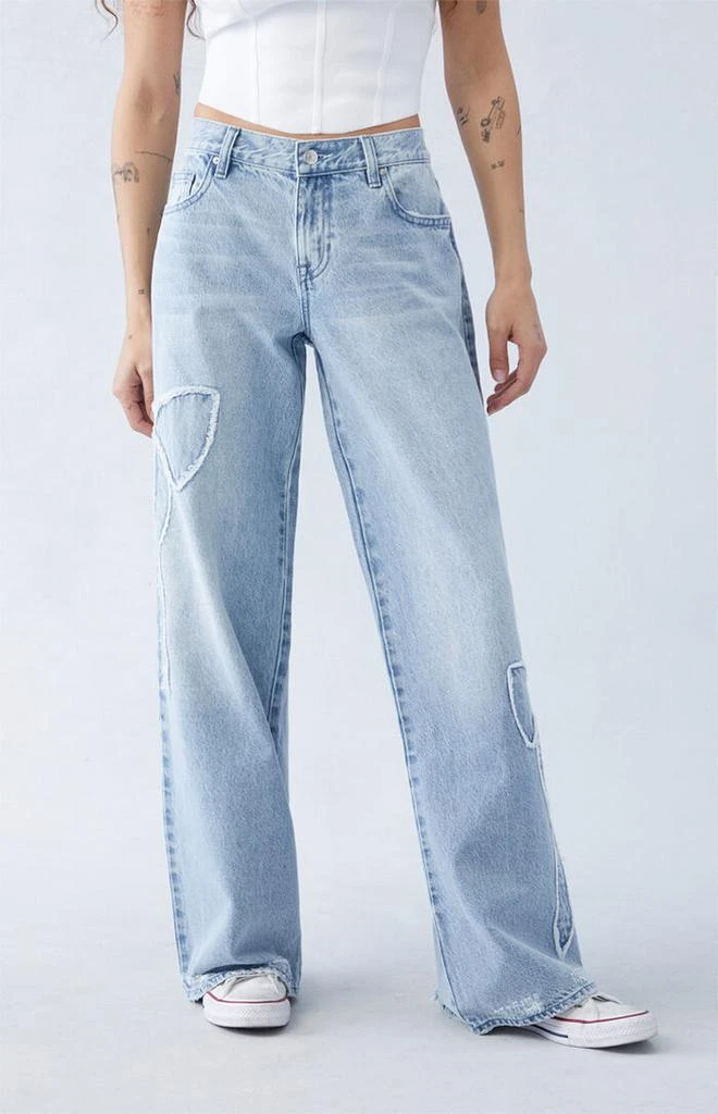 PacSun Casey Light Indigo Bow Low Rise Baggy Jeans Jeans | BeyondStyle