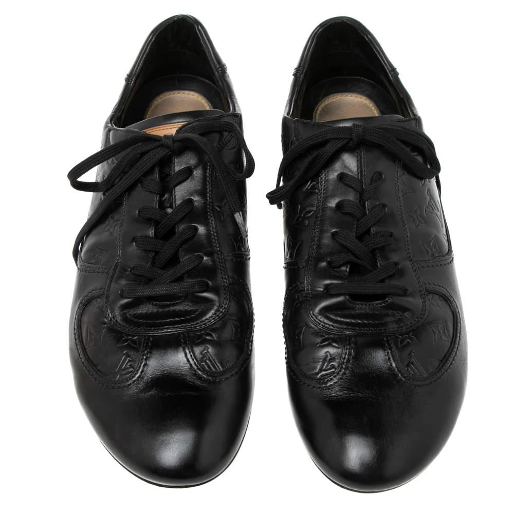 Louis Vuitton Louis Vuitton Black Monogram Embossed Leather Lace Up Sneakers Size 44.5 3
