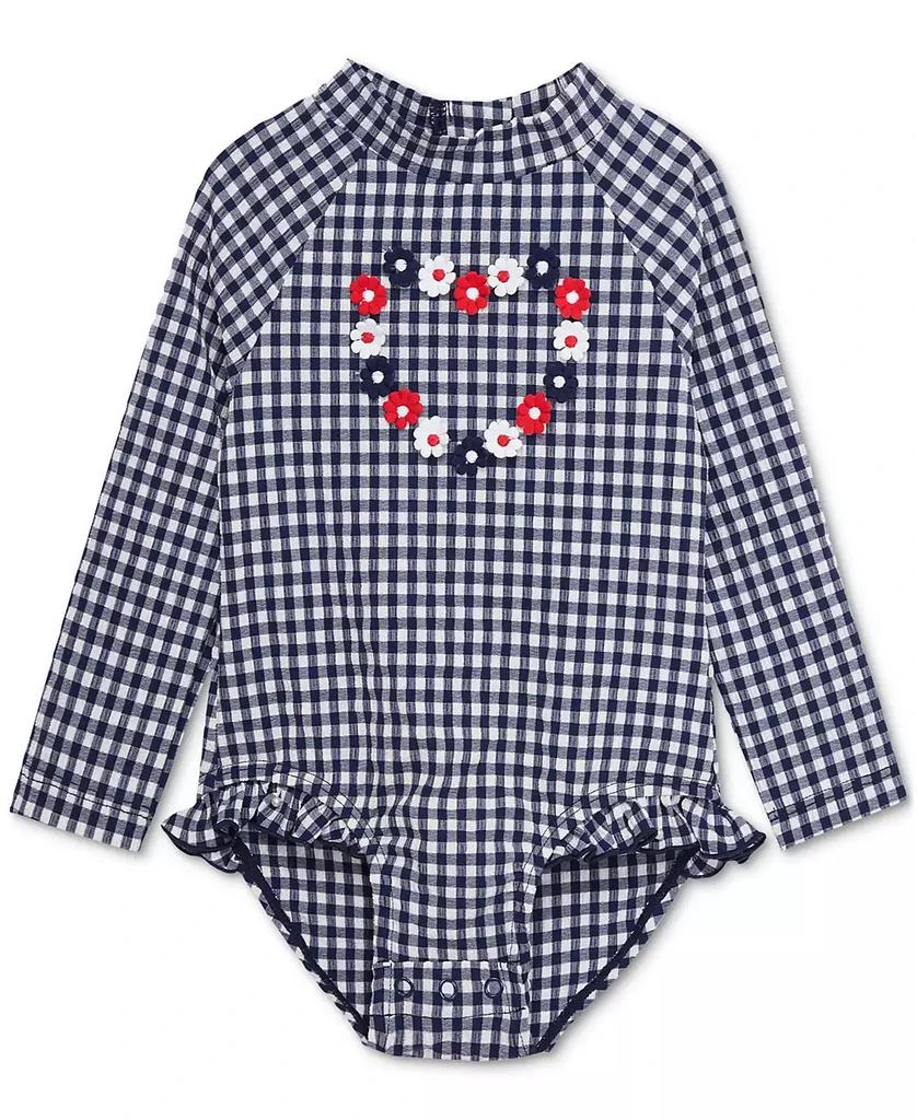 Little Me Baby Girls Gingham One-Piece Rashguard Swimsuit 1
