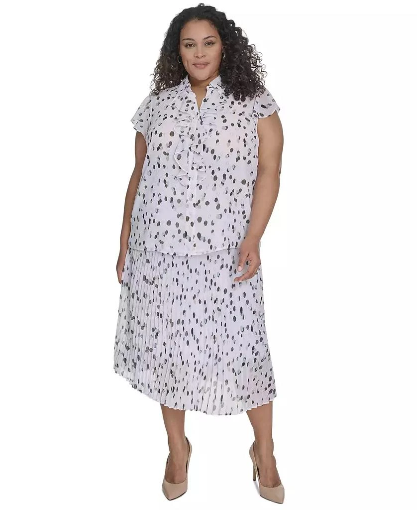 Calvin Klein Plus Size Dot-Print Ruffled Blouse 2