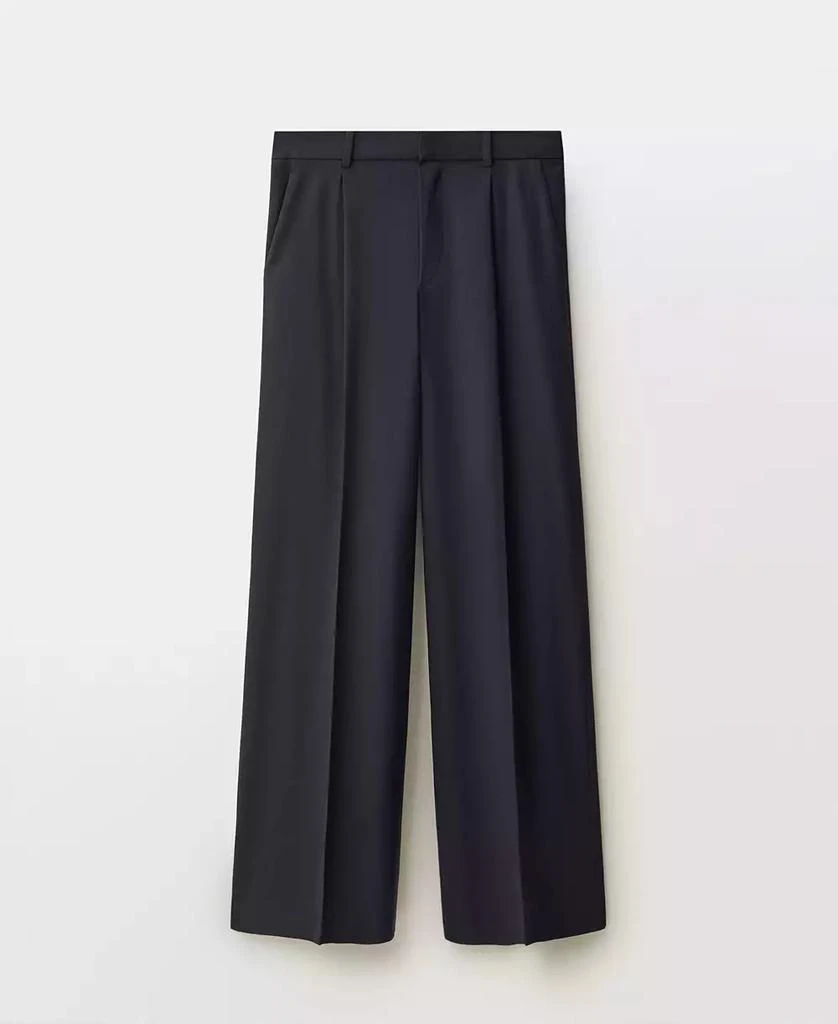 Mango Women's Wide Leg Wool-Blend Pleated Pants 7