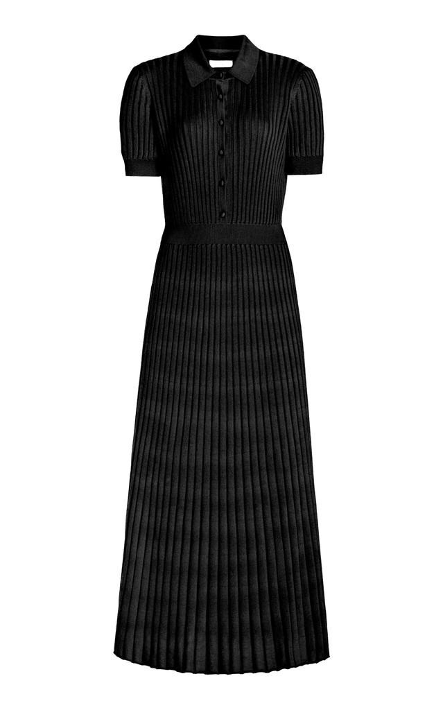 Gabriela Hearst Gabriela Hearst - Amor Ribbed Knit Cashmere-Silk Polo Midi Dress - Black - L - Moda Operandi