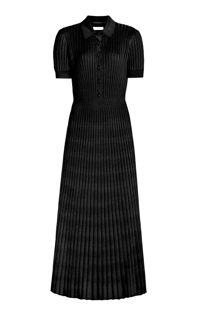 Gabriela Hearst Gabriela Hearst - Amor Ribbed Knit Cashmere-Silk Polo Midi Dress - Black - L - Moda Operandi 1