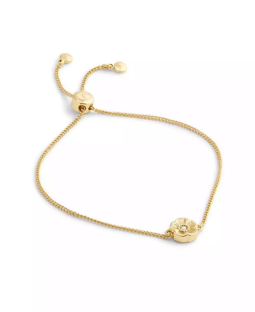 Coach Faux Cultivated Pearl Signature Tea Rose Slider Bracelet 2