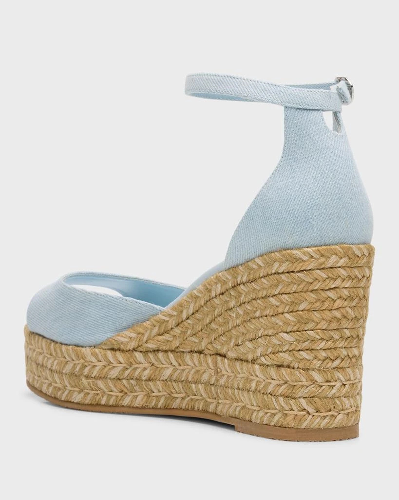 Stuart Weitzman Nudista Denim Ankle-Strap Wedge Espadrilles 4