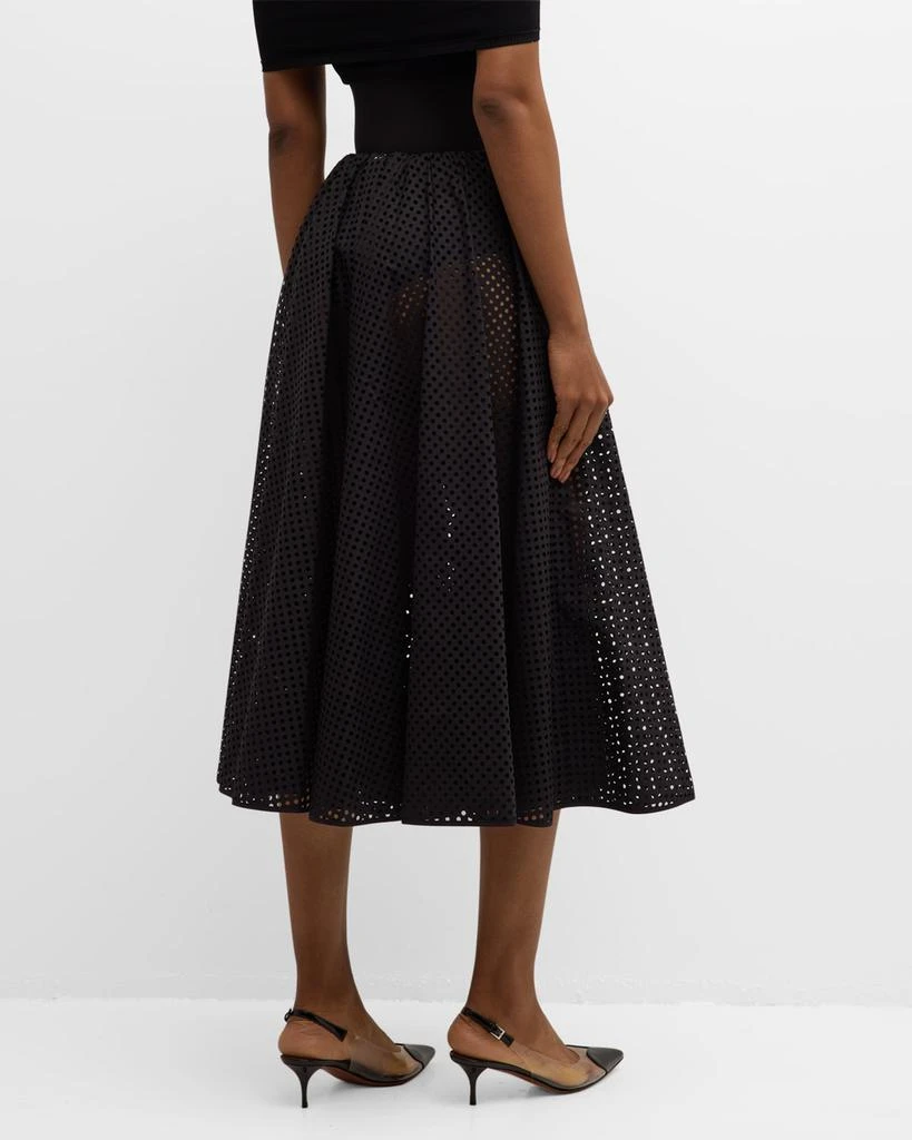 ALAIA Polka-Dot Double-Buckle Belt Midi Skirt 5