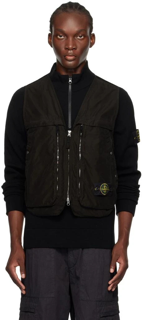 Stone Island Black Garment-Dyed Vest 1