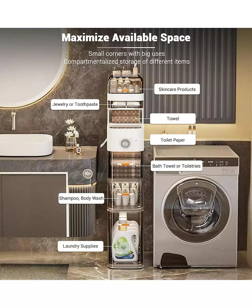 gaomon 7-Tier Waterproof Plastic Storage Cabinet,Narrow Bathroom Storage with Transparent Doors
Flip-Top Compartment, for Bathroom Kitchen Laundry 7