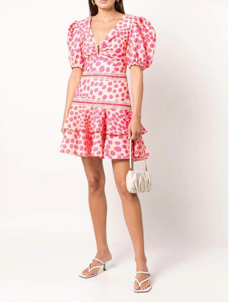 PatBO Bossa Lace Trim Puff Sleeve Layered Mini Dress