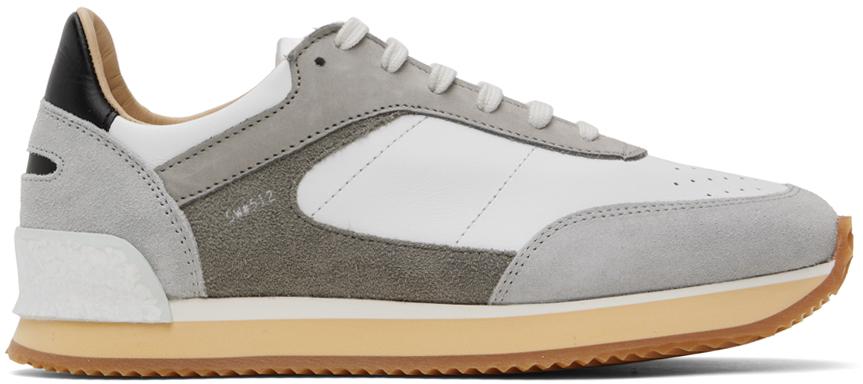 Spalwart White & Gray Dash Low Sneakers