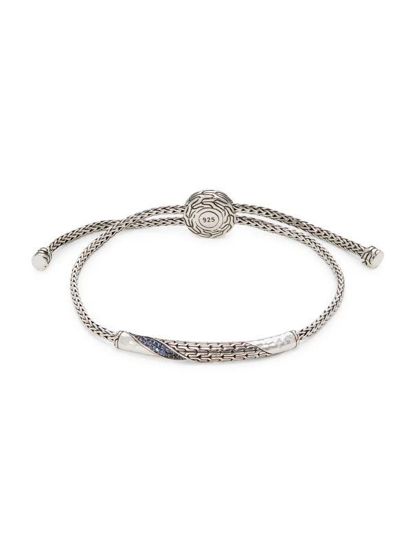John Hardy Sterling Silver & Sapphire Bar Bolo Bracelet 1