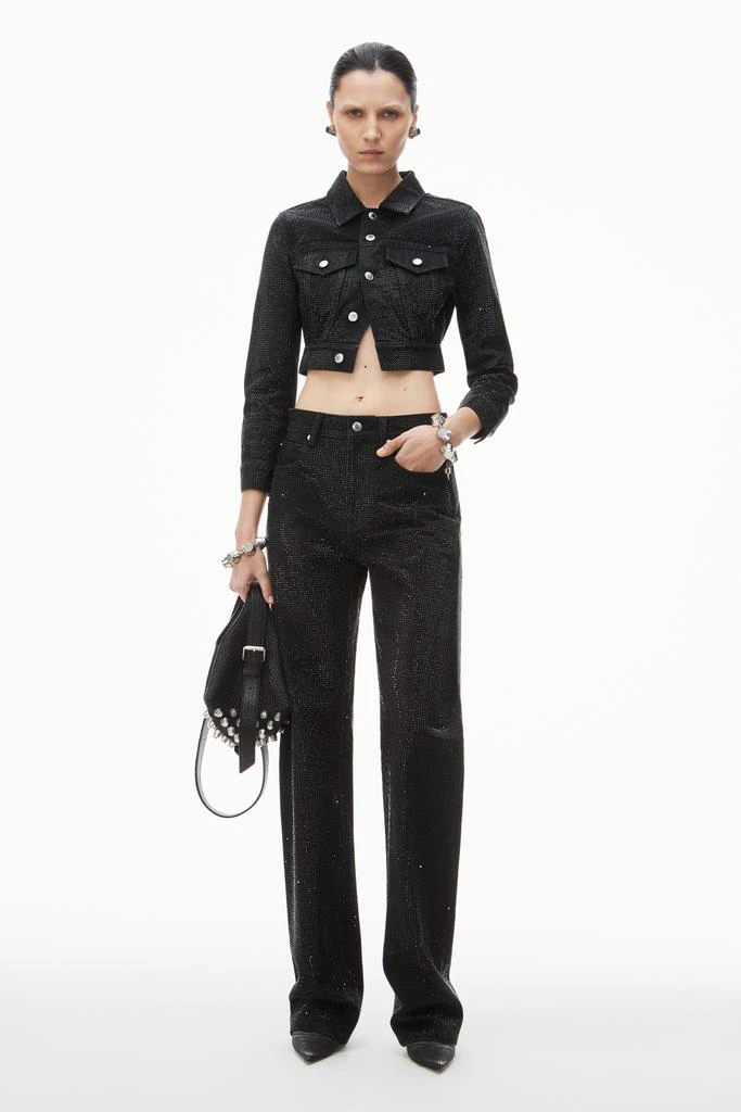 Alexander Wang ez crystal rhinestone hotfix straight-leg jeans in cotton 1