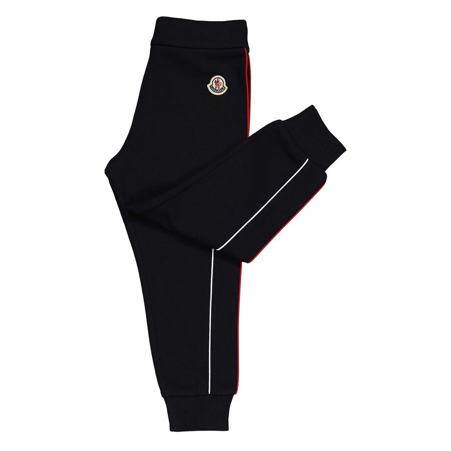 Moncler Boys Navy Cotton Contrasting-Pipe Trim Detail Jogger Trousers 3