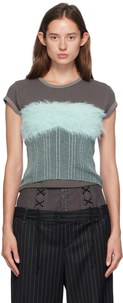 ANDERSSON BELL Blue Hairy Knit Tube Top 1