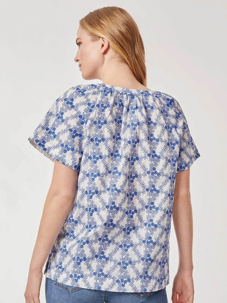 JONES NEW YORK Popover Floral Embroidery Short Sleeve Blouse 3