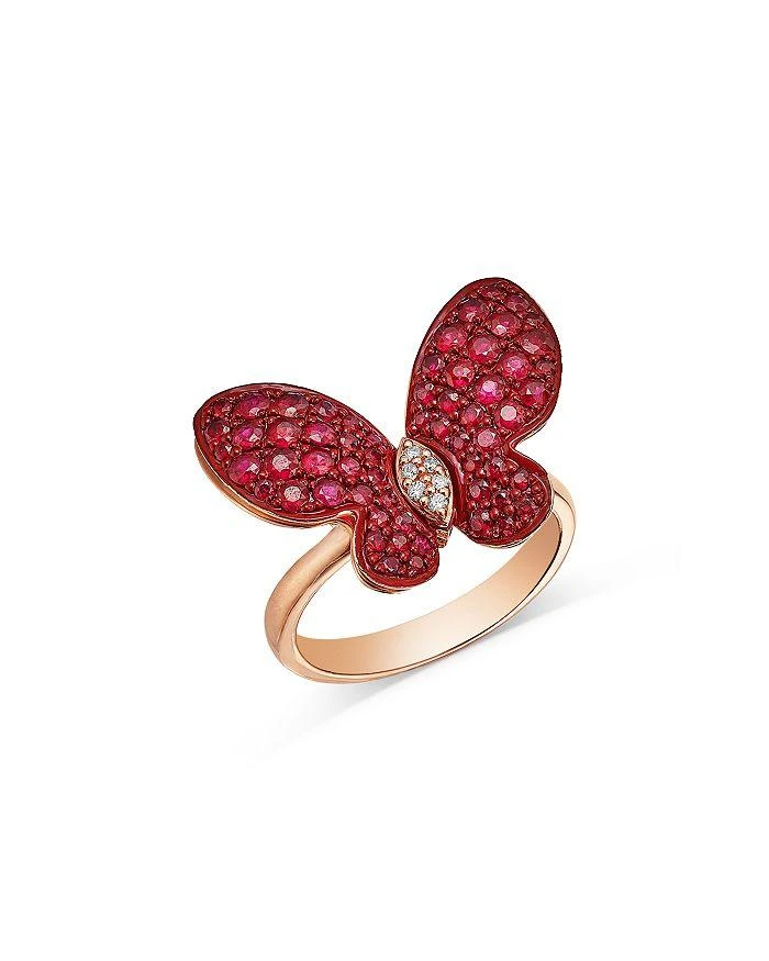 Bloomingdale
s Fine Collection Ruby 
Diamond Butterfly Ring in 14K Rose Gold