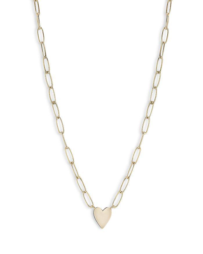 Moon & Meadow 14K Yellow Gold Paperclip Chain Heart Pendant Necklace, 18"