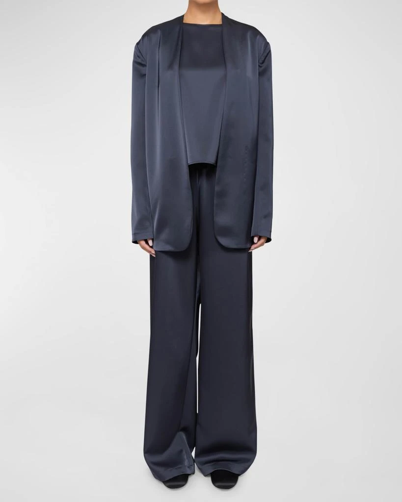 LESET Barb Satin Collarless Blazer 2