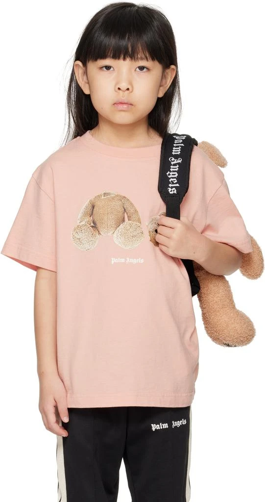 Palm Angels Kids Pink Bear T-shirt 1