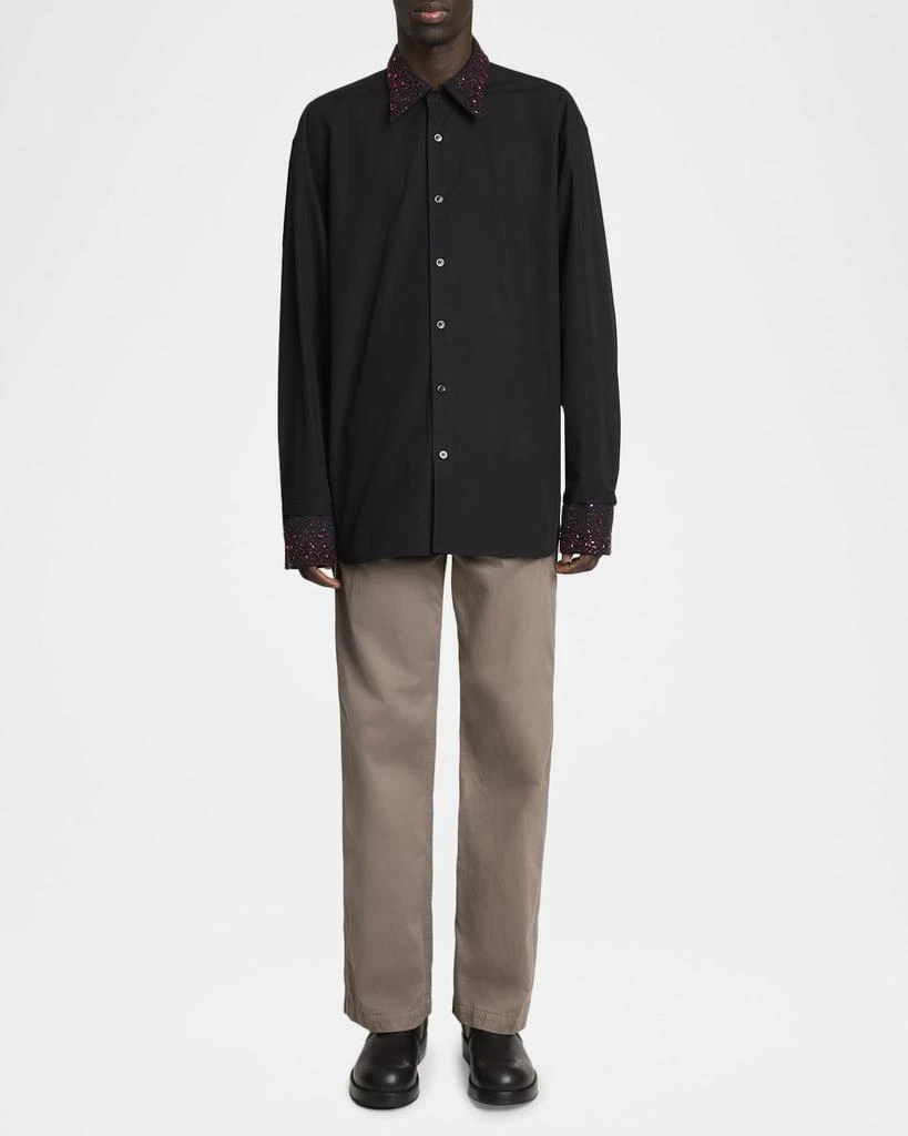 Dries Van Noten Men
s Cotton Embellished-Trim Dress Shirt 2