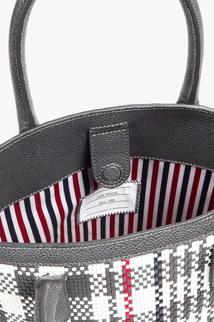 Thom Browne Checked woven and pebbled-leather bucket bag 5