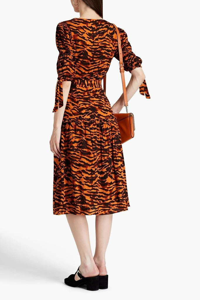 WALTER BAKER Yosline gathered tiger-jacquard midi dress 3