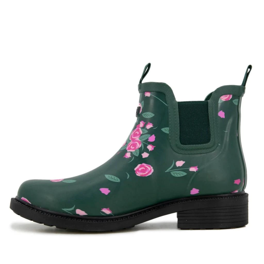 Jambu Women's Chelsea Floral Rain Boots In Green Floral Print 3